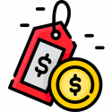 Price tag and a coin icon